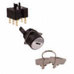 Selector switch, round, key-type, 2 notches, maintained, IP65, key release left side only