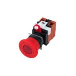 Emergency stop switch, illuminated, 40 mm dia., push-lock/turn-reset, IP65