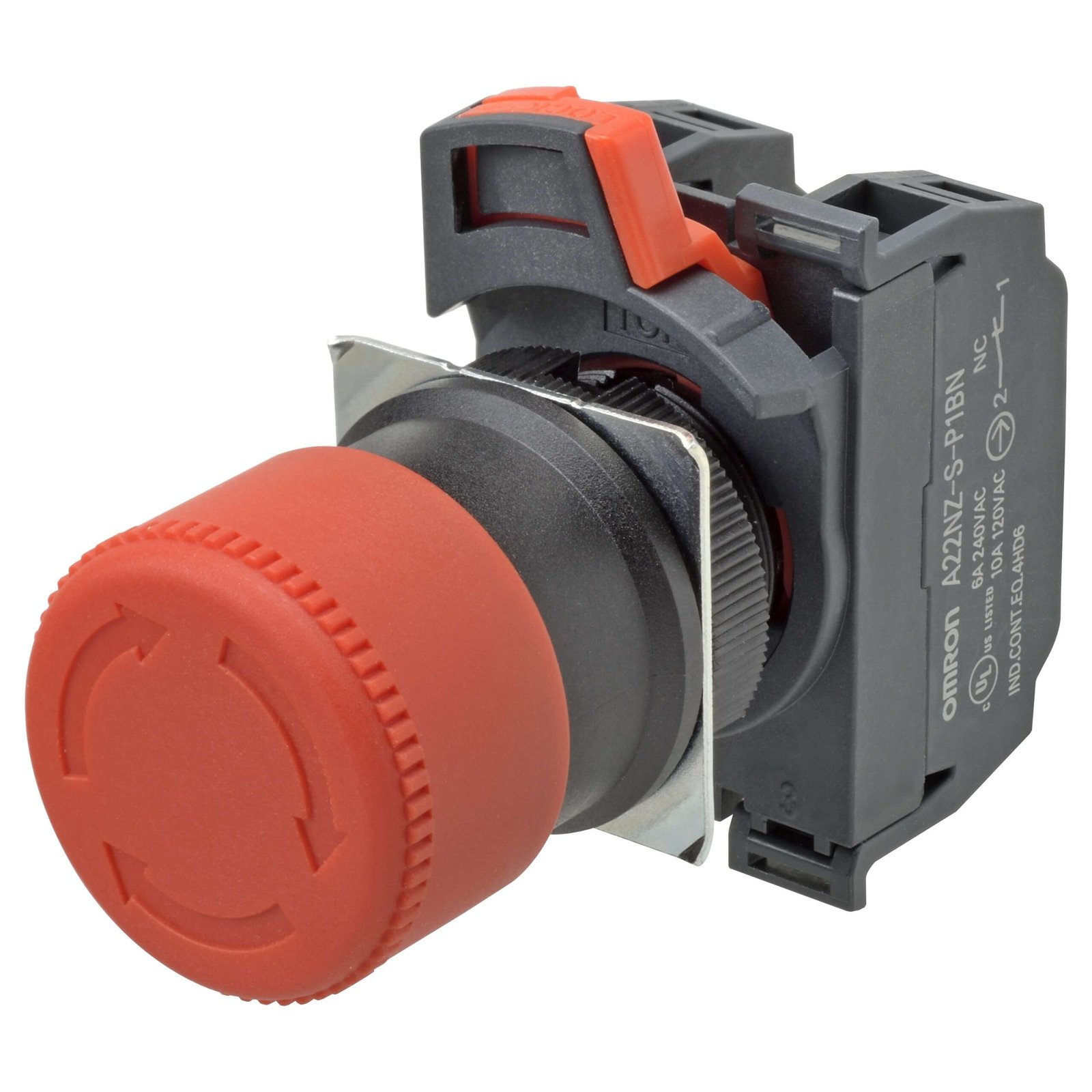 A22NE-S-Pxx2-N Emergency stop switch, Push-In, non-illuminated, 30 mm dia, push-lock/turn-reset, 2NC - Image 1
