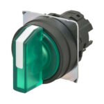 Selector A22NZ 22 dia., 3 position, Lighted, bezel plastic, auto reset on L/R, color green