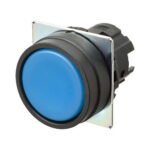 Pushbutton A22NZ 22 dia., bezel plastic, flat, momentary, cap color opaque blue