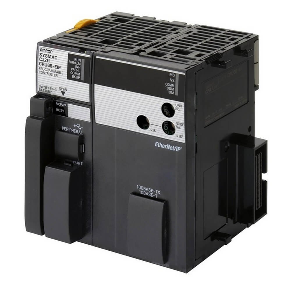 CJ2H-CPU68-EIP CPU with built-in EtherNet/IP port, 50K steps program, 32K words data memory, 32K words x 4 banks EM, 2560 I/O max, RS-232C serial port, USB... - Image 1