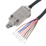 Small Safety Limit Switch, 1NC/1NO slow-action, roller plunger, 3 m cable, vertical cable exit