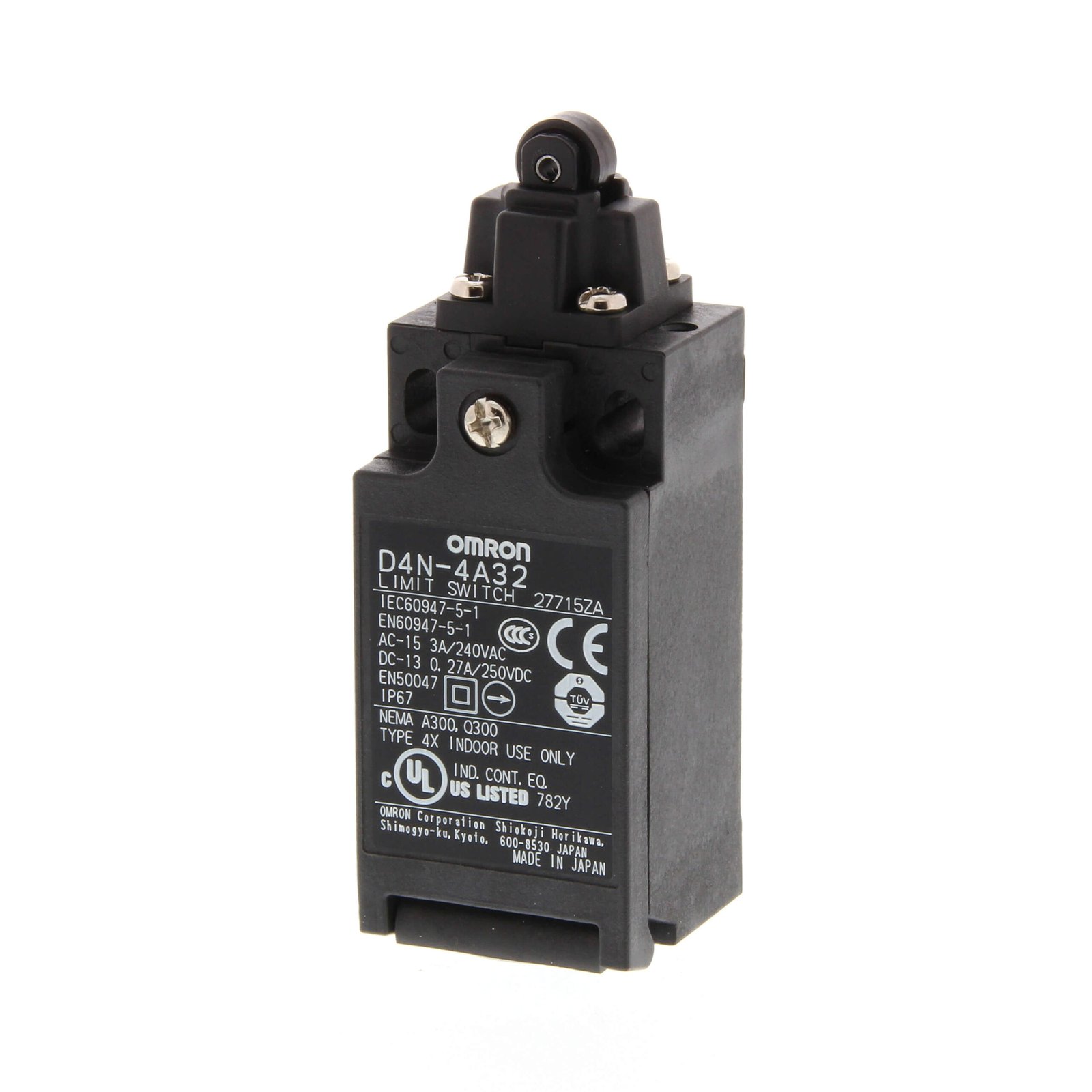 D4N-4A32 Safety Limit switch, D4N, M20 (1 conduit), 1NC/1NO (slow-action), top roller plunger - Image 1