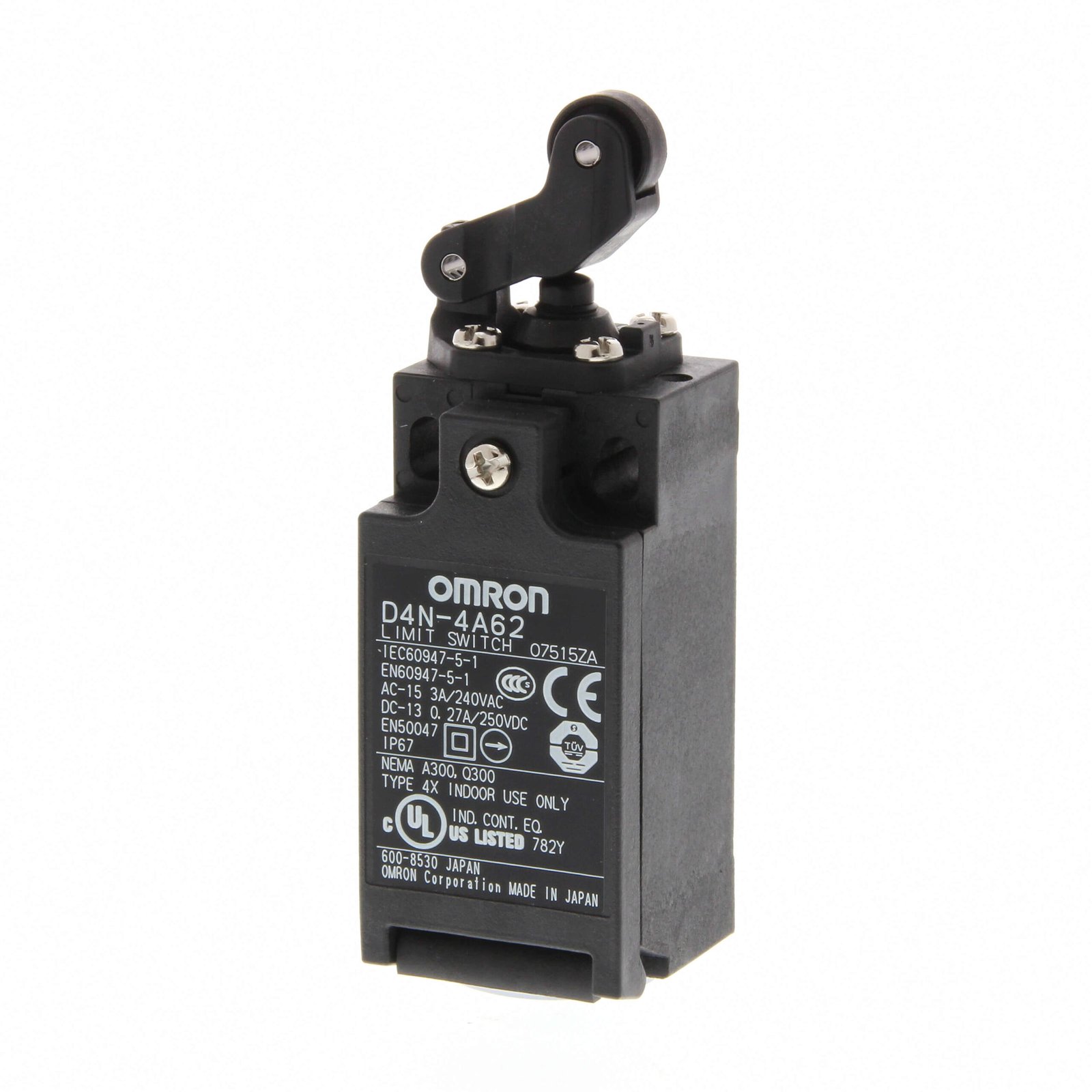 D4N-4A62 Safety Limit switch, D4N, M20 (1 conduit), 1NC/1NO (slow-action), one-way roller arm lever (horizontal) - Image 1