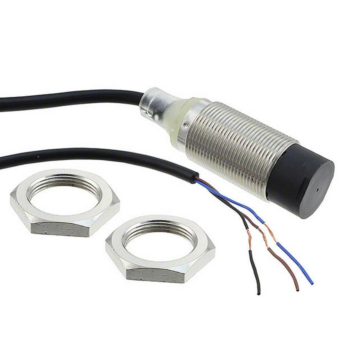 E2B-M18KNx-WP-x Proximity sensor, inductive, nickel-brass, short body, M18, unshielded, 16 mm, DC, 3-wire, PNP NO, 2 m cable - Image 1