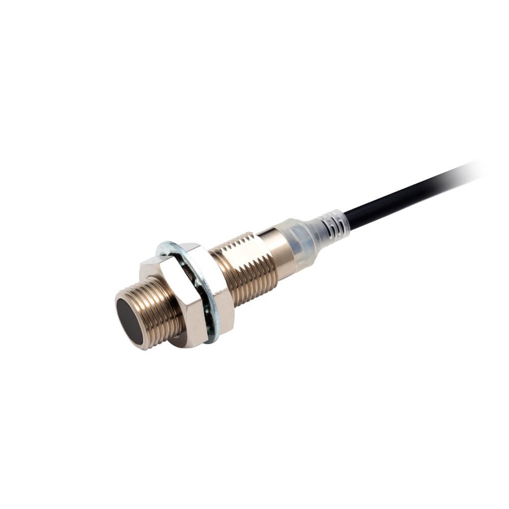 E2E-X4x12-x Proximity sensor, inductive, nickel-brass, short body, M12, shielded, 4 mm, DC, 3-wire, PNP NO, IO-Link COM3, 10 m cable - Image 1
