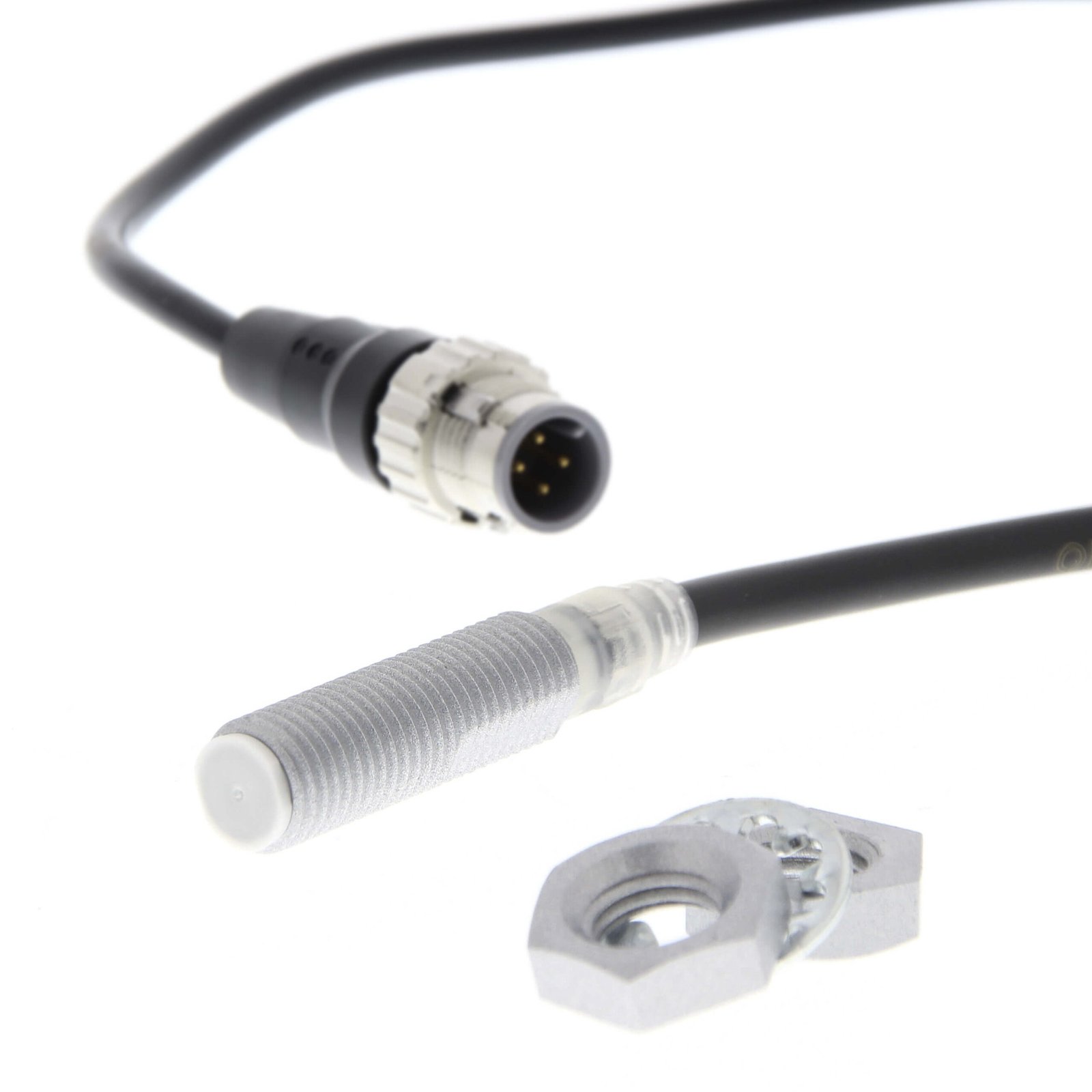 E2EQ-X3D18-M1TGJ-T Proximity sensor, inductive, brass-nickel, Spatter-coating, M8, shielded, 3 mm, NO, 0.3 m pig-tail, DC 2-wire, no polarity - Image 1