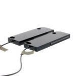 Fiber optic sensor head, through-beam, square, side-view, 50 mm area detection, R1 flexible fiber, 2 m cable