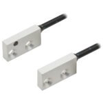 Fiber optic sensor head, through-beam, square, flat-view, R25 fiber, 2 m cable
