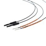 Fiber optic sensor head, through-beam, cylindrical axial, diameter 1.5 mm, R1 flexible fiber, 2 m cable