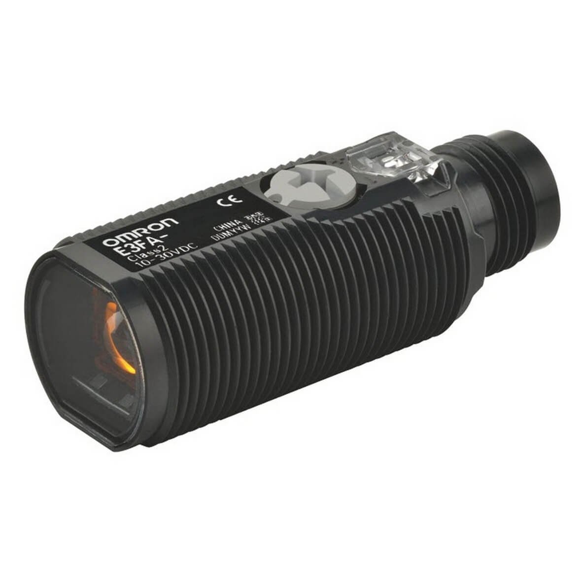 E3FA-Bx21 Photoelectric sensor, M18 threaded barrel, plastic, red LED, retro-reflective, transparent object, 500 mm, NPN, Light-ON/Dark-ON, M12 connector - Image 1