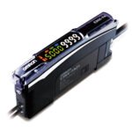 Fiber amplifier, twin digital display, smart tuning, NPN, double output, external input, 2m cable