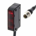 Photoelectric sensor, limited reflective, compact square, 10 to 60mm range, PNP, red LED, M8-4pin pig-tail connector