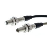 Photoelectric sensor, M6 stainless steal housing, through-beam 1 m, Dark-ON, PNP, 2 m cable