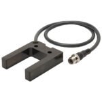 Photoelectric sensor, slot housing, infrared LED, twin through-beam, 25 mm, PNP, Light-ON/Dark-ON, M8 pigtail connector 4-pin, 0.3 m