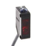 Photoelectric sensor, rectangular housing, red LED, diffuse, narrow beam, 90 mm, PNP, Light-ON/Dark-ON, IO-Link COM3, 2 m cable
