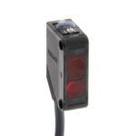 Photoelectric sensor, rectangular housing, red LED, background suppression, 80 mm, NPN, Light-ON/Dark-ON, 2 m cable