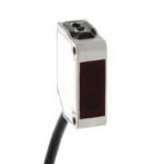 Photoelectric sensor, rectangular housing, stainless steel, red LED, retro-reflective, transparent object, 500 mm, with potentiometer, PNP,...