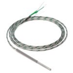 Temperature sensor, Lite, smooth tube, Thermocouple, J, dia. 6, 100 mm, 304SS, pre-wired with cable end shoes 2 m