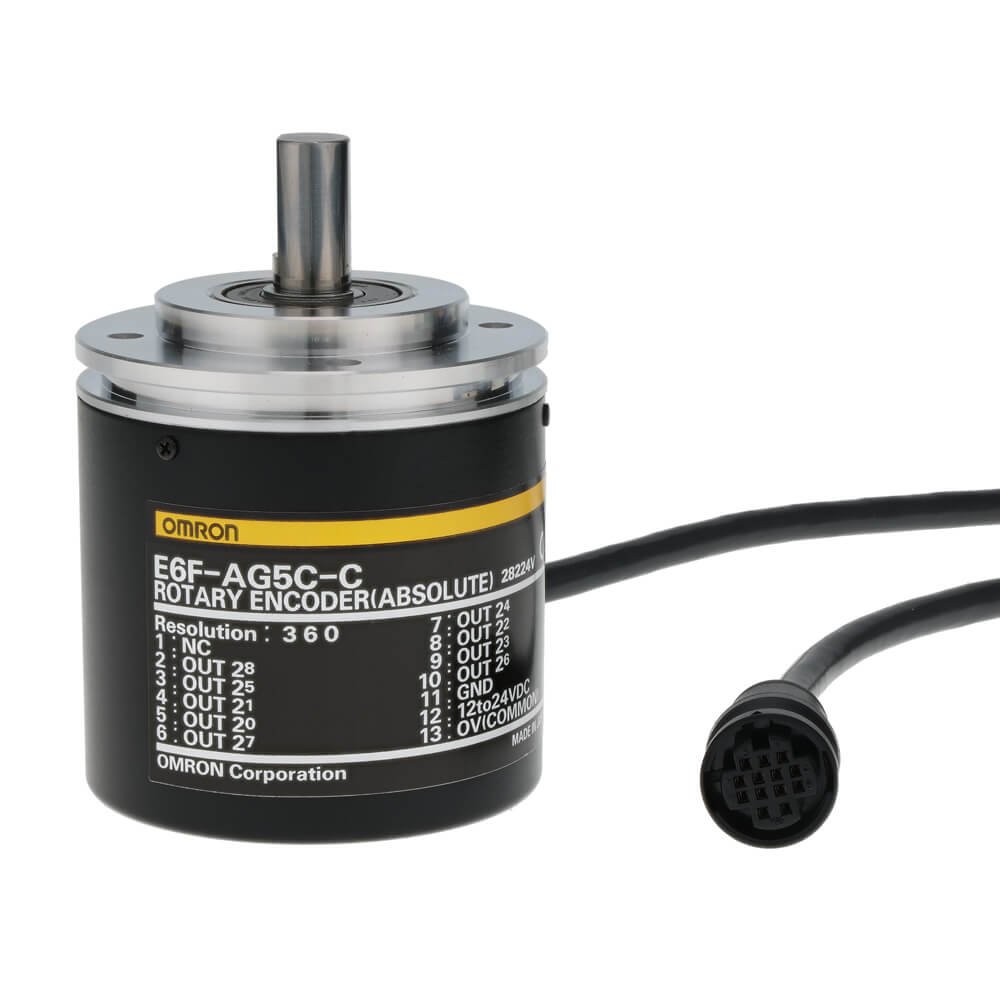 E6F-AG5C-C-256-2M Encoder, absolute, 256ppr, 8-bit, 12-24 VDC, gray code output, 2m cable, H8PS connector - Image 1