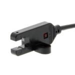 Photomicro sensor, T-shaped 5 mm slot width, indicator incident light on, L-ON, 5-24 Vdc, NPN, 2 m cable