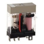 Relay, plug-in, 5-pin, SPDT, 10 A, mech & LED indicators, label facility