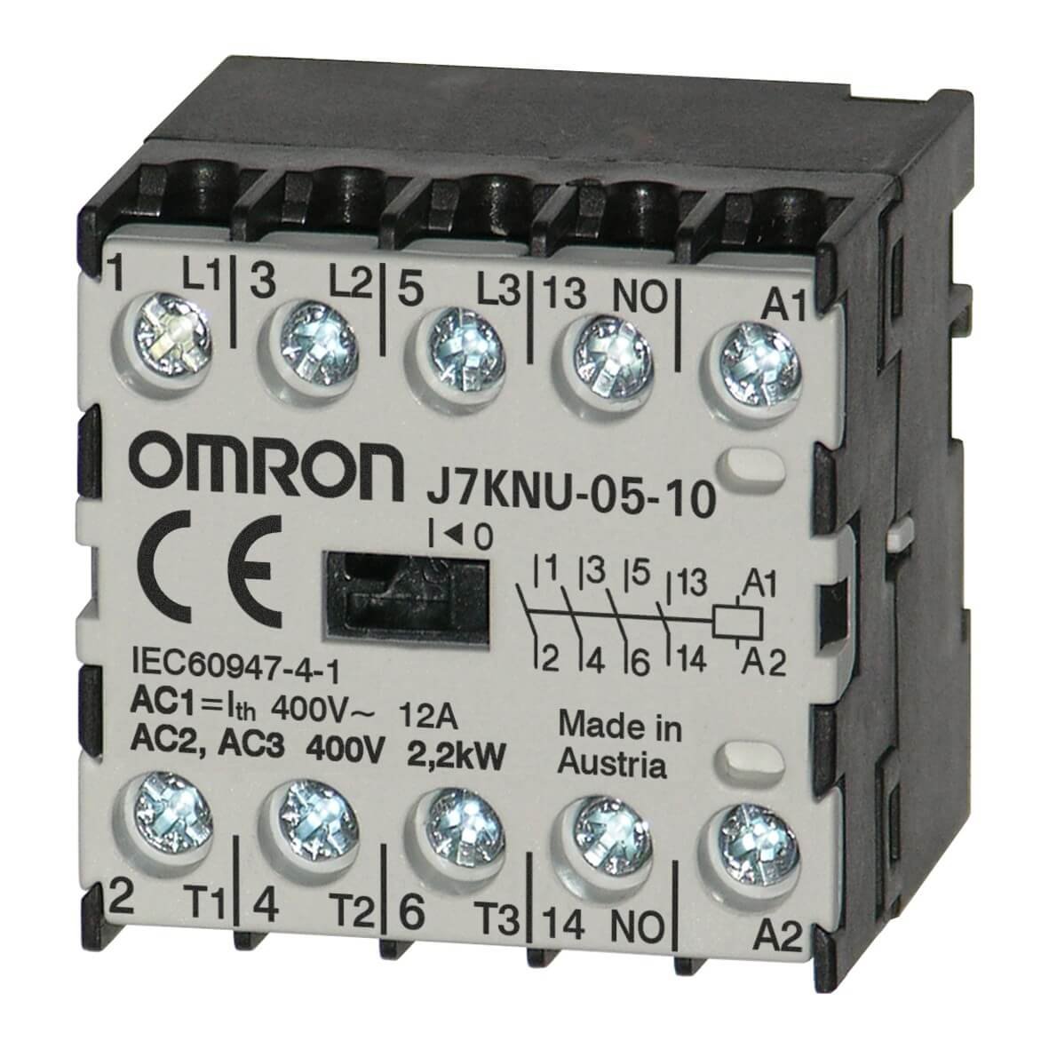 J7KNU-05-10_x Micro contactor, 3-pole (NO) + 1NO, 2.2 kW; 12A AC1 (up to 440 VAC), 110 VDC - Image 1