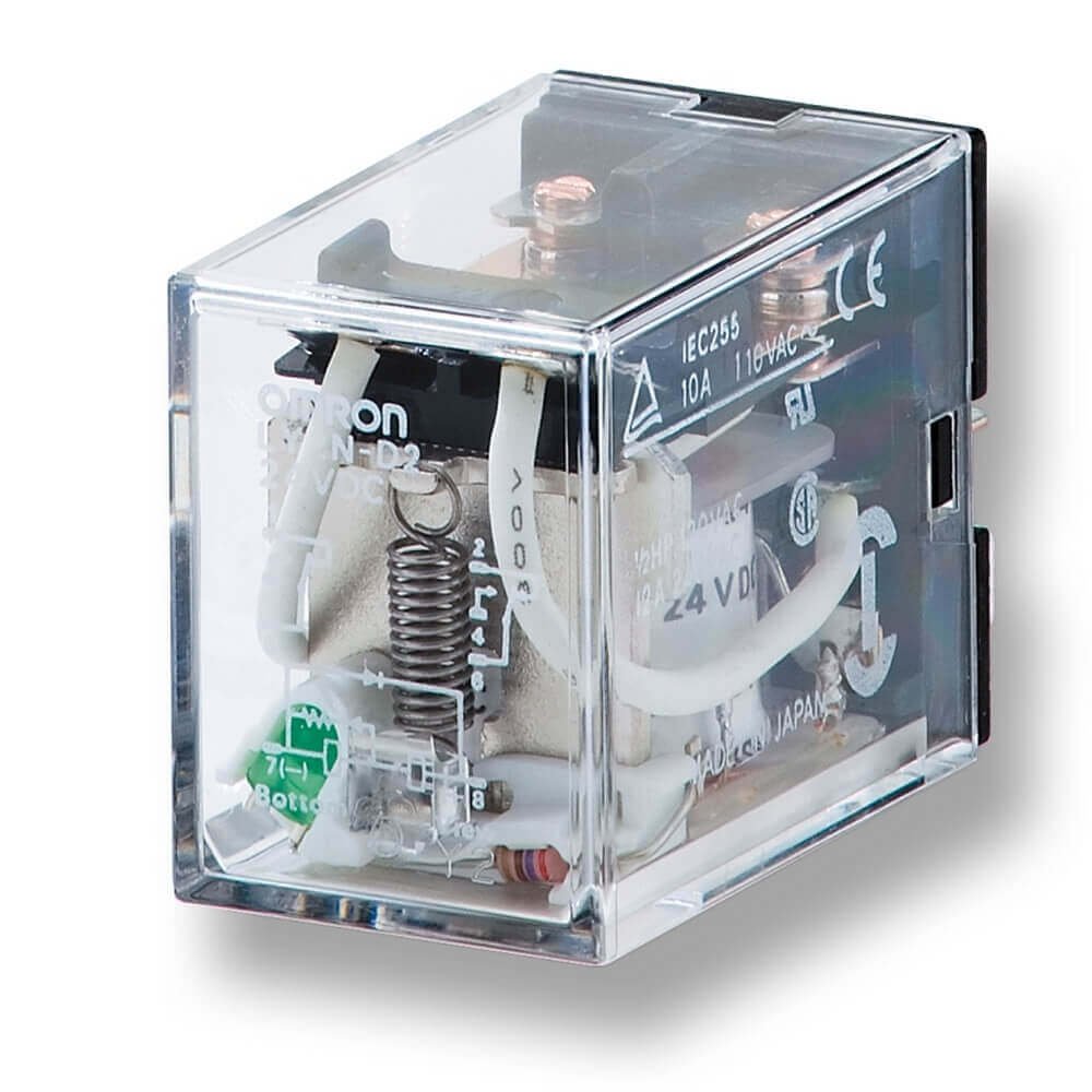 LY2N-D2-24DC Relay, plug-in, 8-pin, DPDT, 10 A, LED indicator, coil suppressor - Image 1