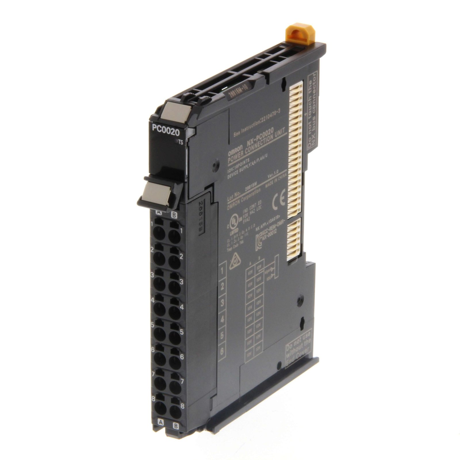 NX-PC0020 NX I/O power connection unit, IOV, 5-24 V DC input, 16 terminals, screwless push-in connector, 12mm wide - Image 1
