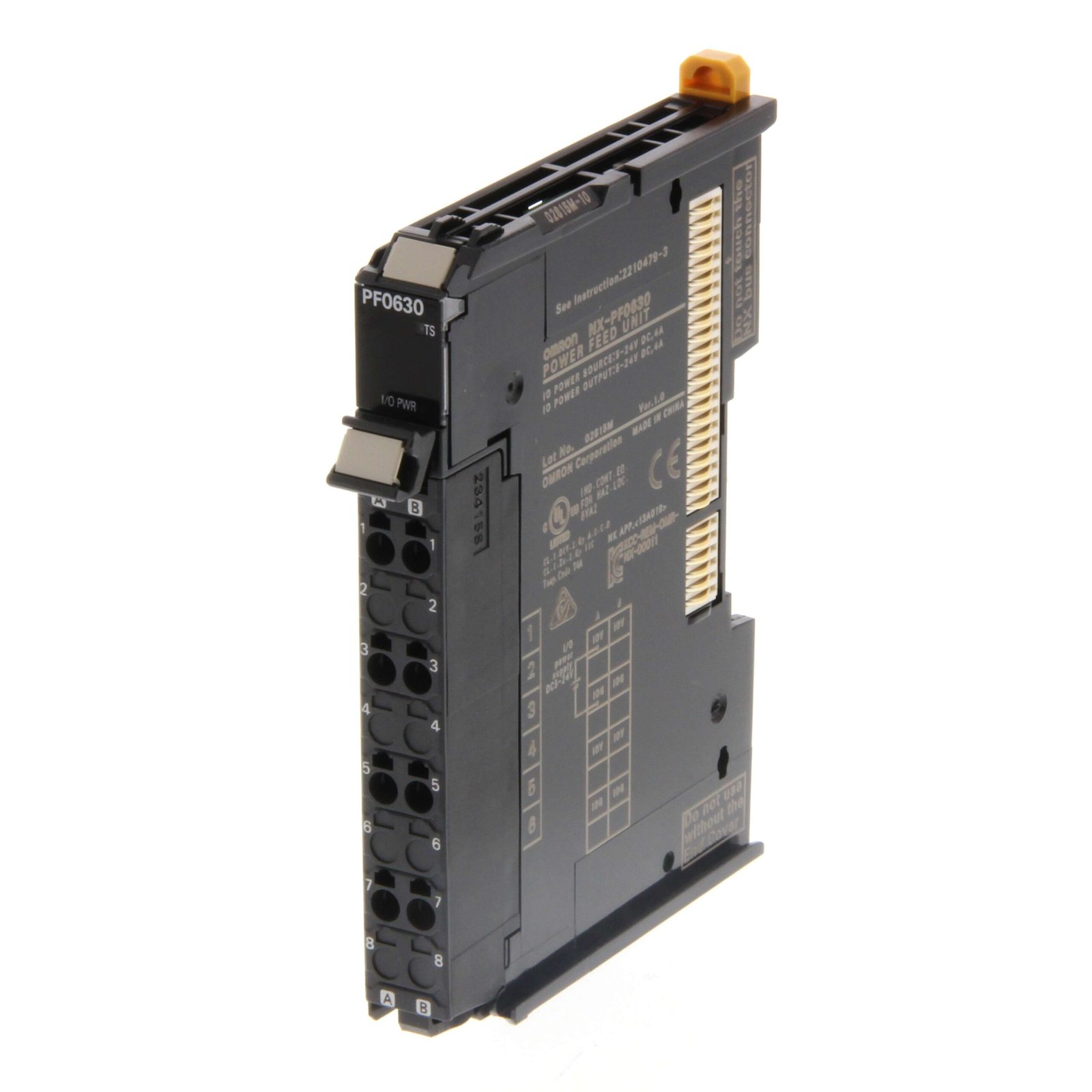 NX-PF0630 NX I/O power feed unit, 5-24 V DC input, 8 terminals, 4A, screwless push-in connector, 12mm wide - Image 1