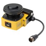 Safety laser scanner with measurement data, safety radius 4m, warning zone 15 m, PLd & Cat 3, EtherNet/IP, 24 VDC, side location cable exit