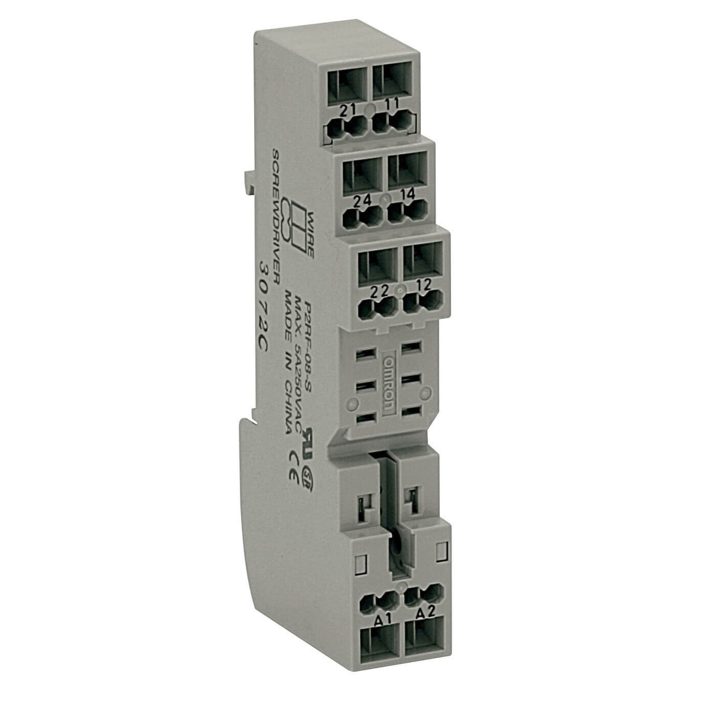P2RF-08-S Socket, DIN rail/surface mounting, 8-pin, screwless terminals - Image 1