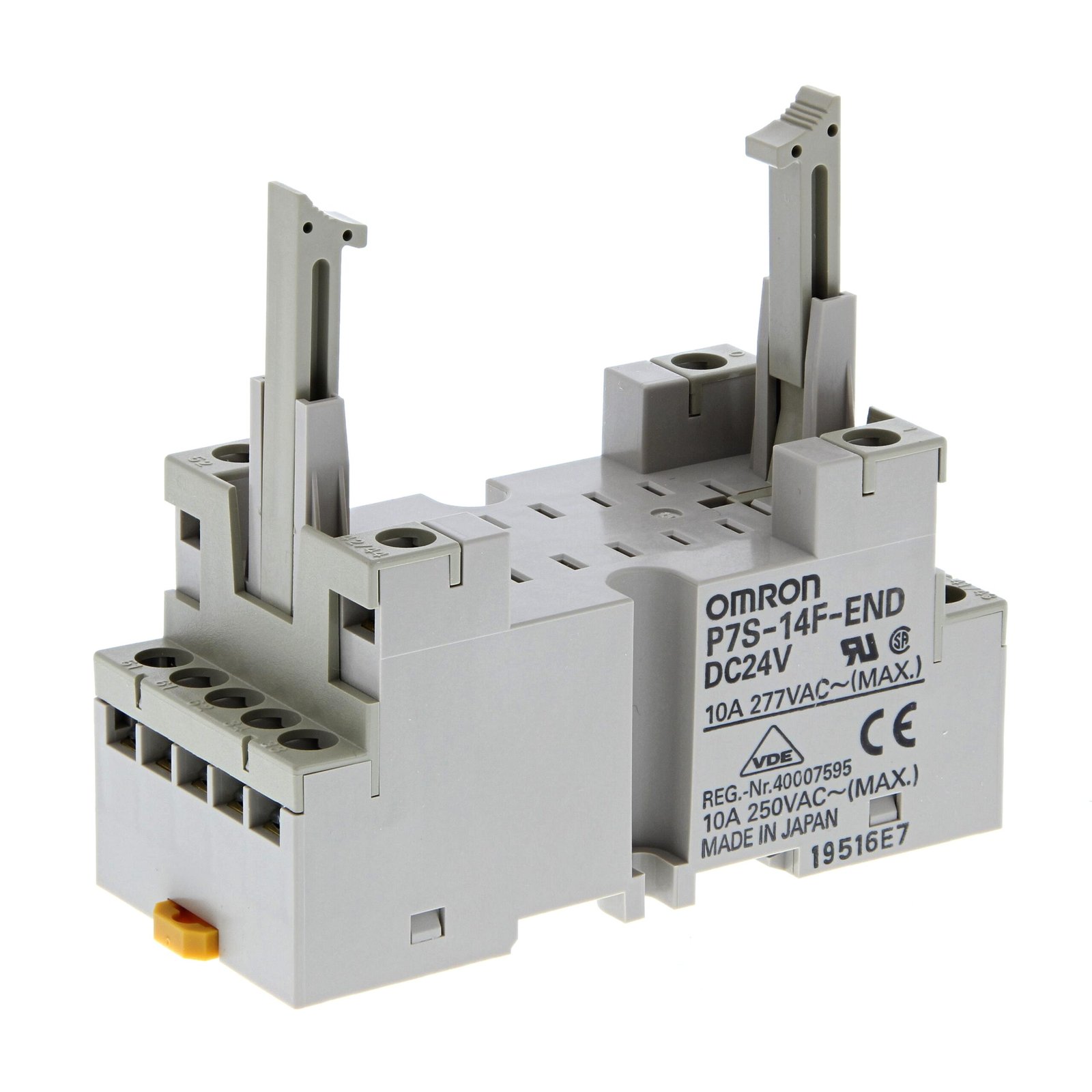 P7S-14F-END DC24 Socket, DIN rail/surface mounting, screw terminals, led indicator, for G7S relay - Image 1