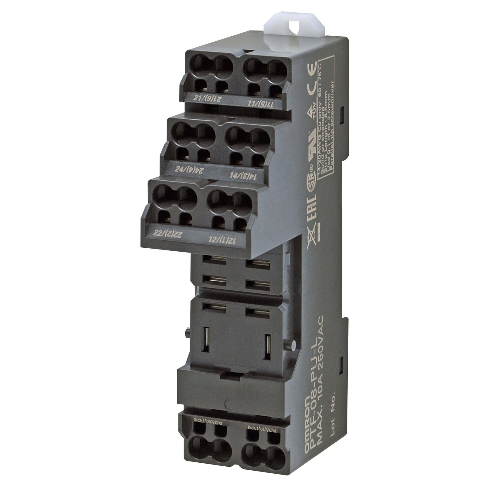 PTF-08-PU-L Socket, DIN rail/surface mounting, 8-pin,push-in plus terminals - Image 1