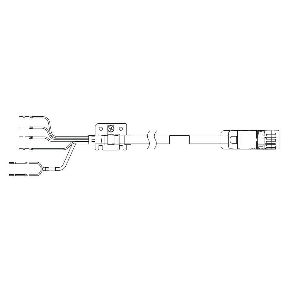 R88A-CA1H0xxBF 1S series servo motor power cable, 3 m, with brake, 400 V: 7.5 kW - Image 1