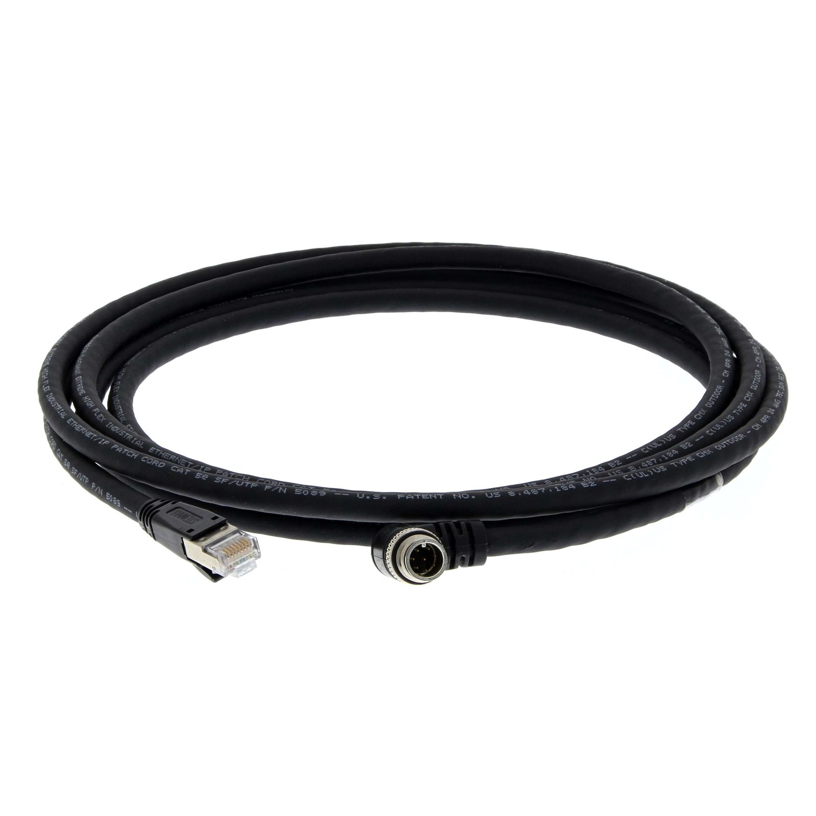 V430-WELU-3M V/F 430-F Ethernet cable M12 plug on camera to RJ45 connector, Right angle up, 3 m - Image 1