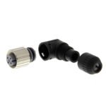 Field assembly connector, M12 right-angle socket (female), 4-poles, A coded, solder connection, for cable diameters 5-6 mm