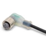 Sensor cable, M12 right-angle socket (female), 4-poles, A coded, PVC fire-retardant cable, with LED indicator (PNP), IP67, 5 m