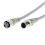 Cable with connectors on both cable ends, M12 straight socket (female), M12 straight plug (male), 4-poles, A coded, PVC fire-retardant robot cable,...