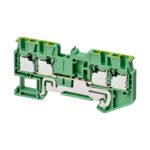 Ground multi conductor DIN rail terminal block with 4 push-in plus connections for mounting on TS 35, nominal cross section 2.5 mm², color...