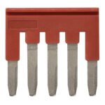Short bar for terminal blocks 2.5 mm² push-in plus models,5 poles, red color