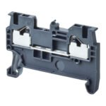 Feed-through DIN rail terminal block with push-in plus connection for mounting on TS 35, nominal cross section 1 mm², color gray