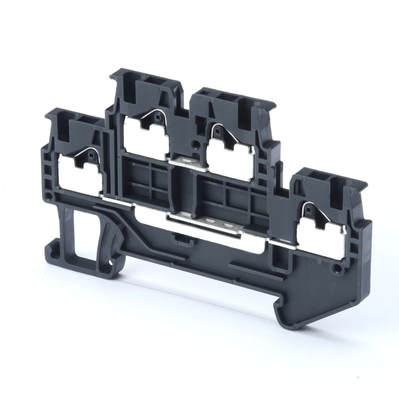 XW5T-P1.5-1.1-2 Multi-tier feed-through DIN rail terminal block with push-in plus connection for mounting on TS 35, nominal cross section 1 mm², color gray - Image 1