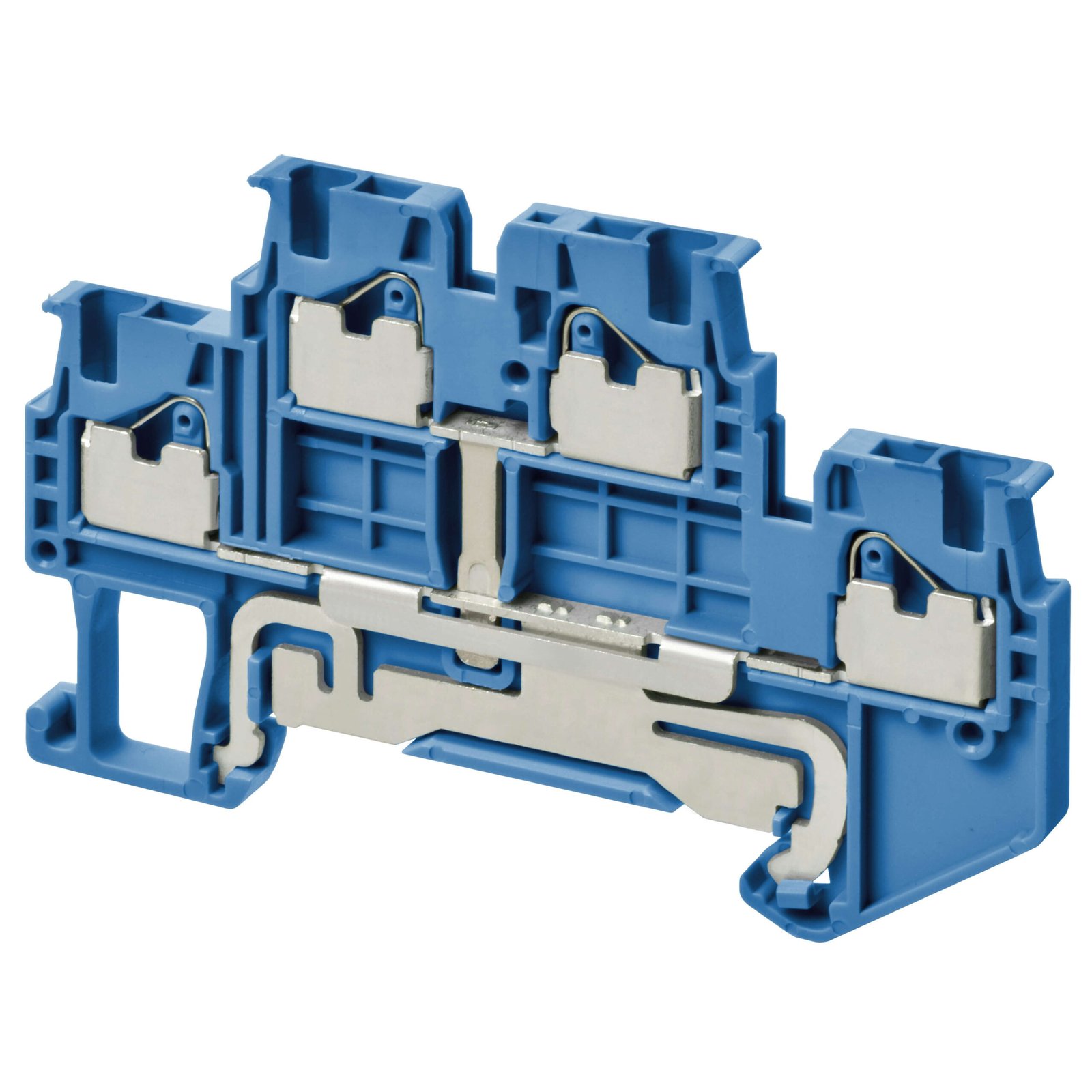 XW5T-P1.5-1.1-2BL Multi-tier feed-through DIN rail terminal block with push-in plus connection for mounting on TS 35, nominal cross section 1 mm², color blue - Image 1