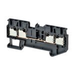 Multi conductor feed-through DIN rail terminal block with 4 push-in plus connection for mounting on TS 35, nominal cross section 2.5 mm², color gray