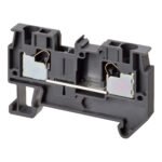 Feed-through DIN rail terminal block with push-in plus connection for mounting on TS 35, nominal cross section 4 mm², color gray